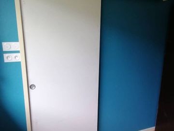 Ouverture d'une cloisons, 
Pose d'une porte coulissante en applique 

https://www.entreprise-le-gac.fr/

#renovationmaison
